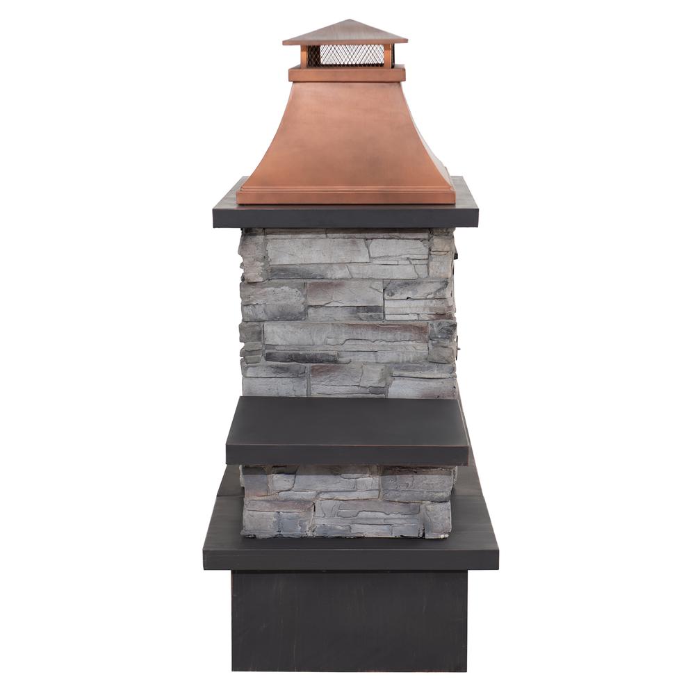 Outdoor Patio Wood Burning Fireplace with Steel Chimney, Mesh Spark Screen Doors