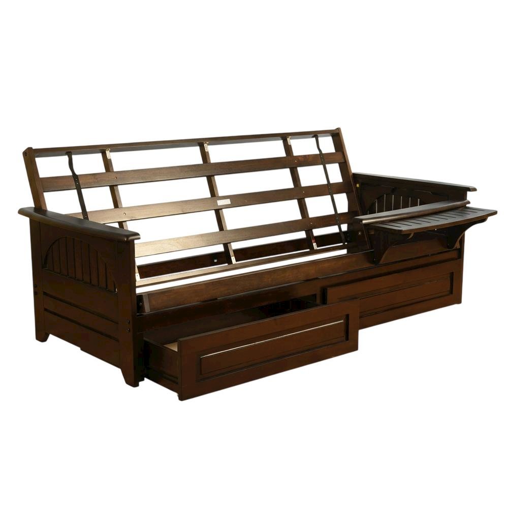 Contemporary Fabric Futon with Polyester Cover and Sturdy Frame