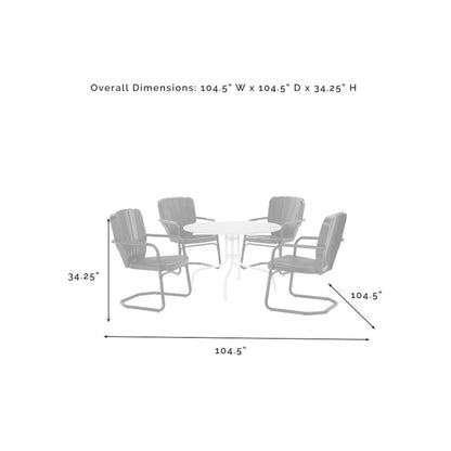 Ridgeland 5Pc Round Retro Outdoor Dining Set - Dining Table & 4 Chairs