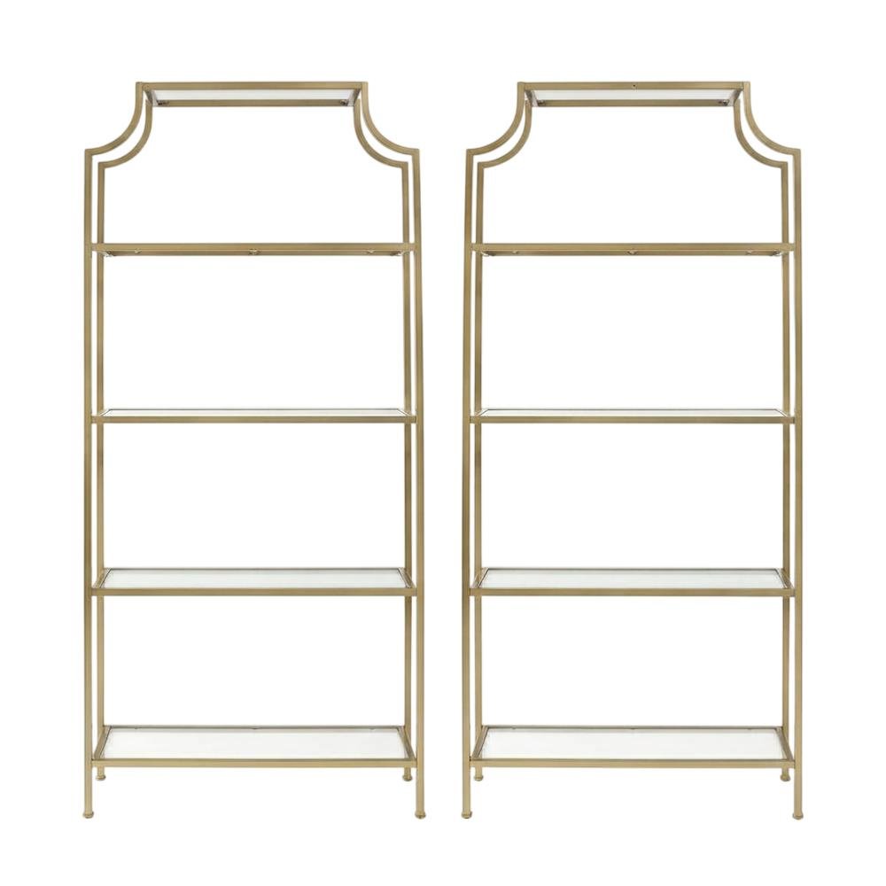 Freestanding Shelf with Soft Gold Finish and Anti-Tip Hardware