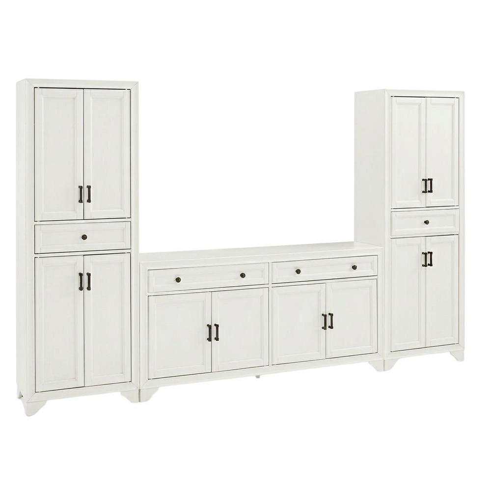 Contemporary 3-Piece Entertainment Center with Sideboard and Storage Pantries