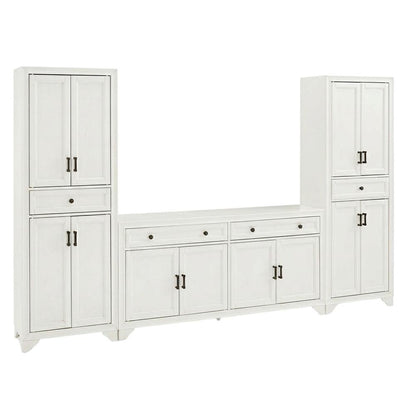 Contemporary 3-Piece Entertainment Center with Sideboard and Storage Pantries