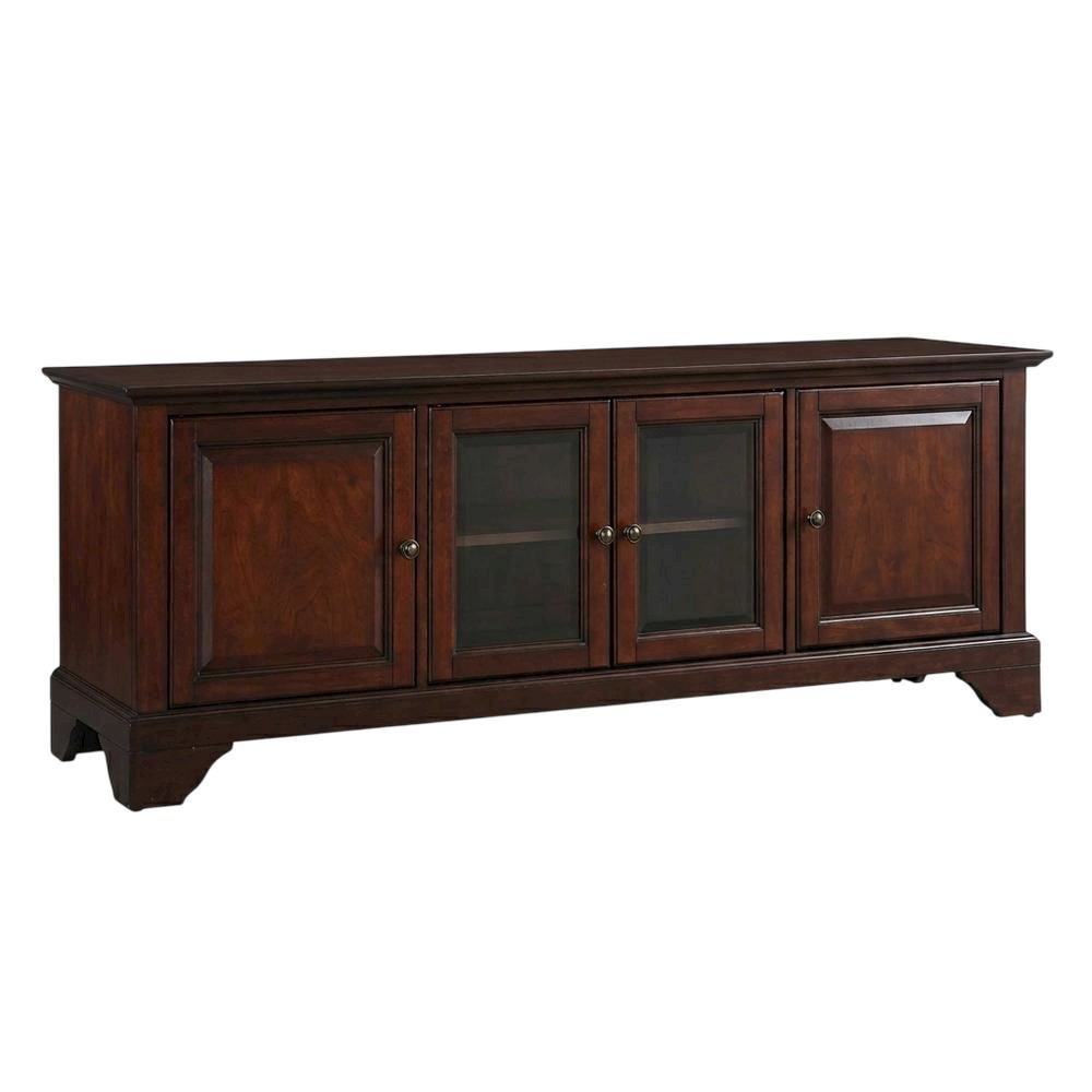Mahogany TV Stand with Anti-Tip Mechanism and Low Profile Design