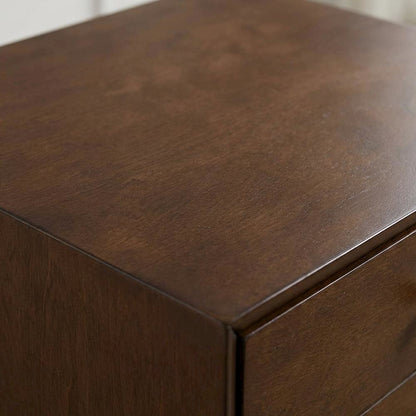 Nightstand in MDF and Solid Poplar Wood with Veneer Finish for Bedroom Storage
