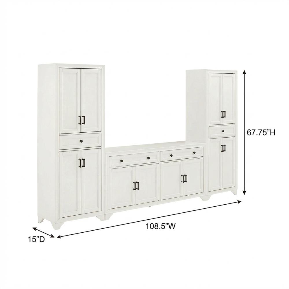 Contemporary 3-Piece Entertainment Center with Sideboard and Storage Pantries