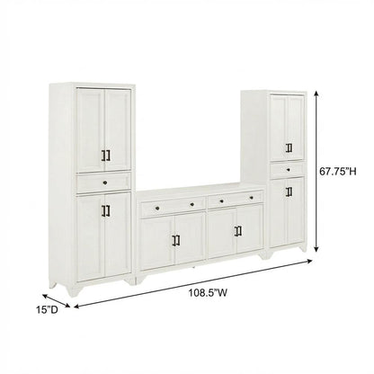 Contemporary 3-Piece Entertainment Center with Sideboard and Storage Pantries