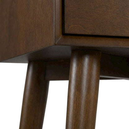 Nightstand in MDF and Solid Poplar Wood with Veneer Finish for Bedroom Storage