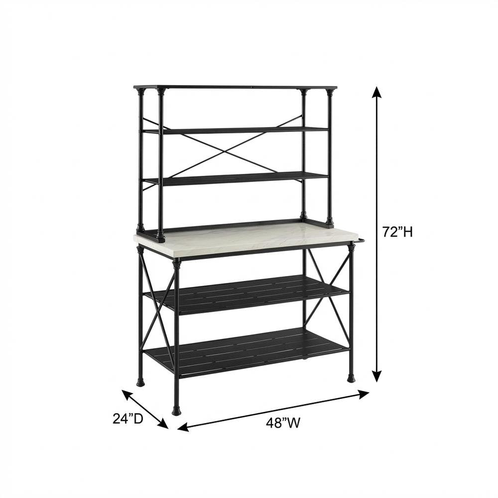 Matte Black Kitchen Island and Hutch Set with Anti-Tip Safety Features