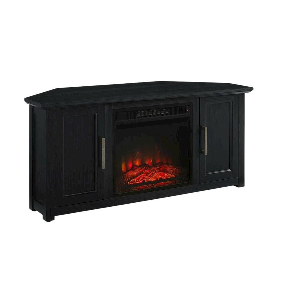 Corner Fireplace TV Stand for 50+ Inch Screens with Storage Shelves