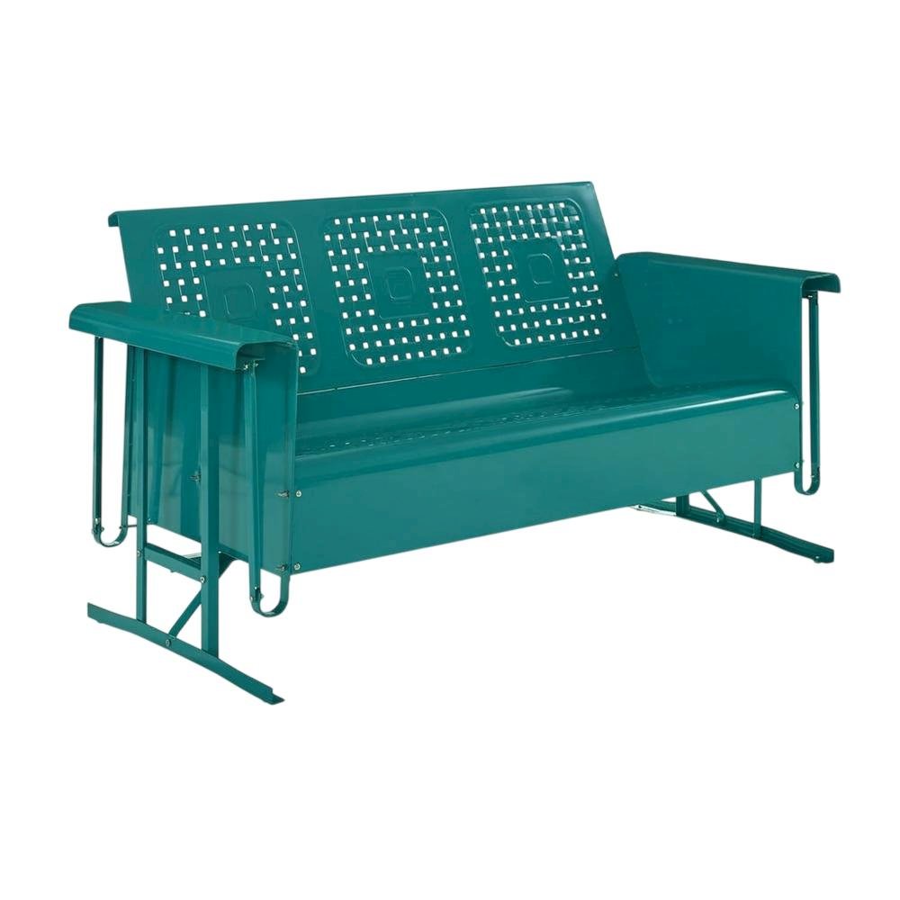 Turquoise Outdoor Sofa Glider with Comfortable Arm and Backrest