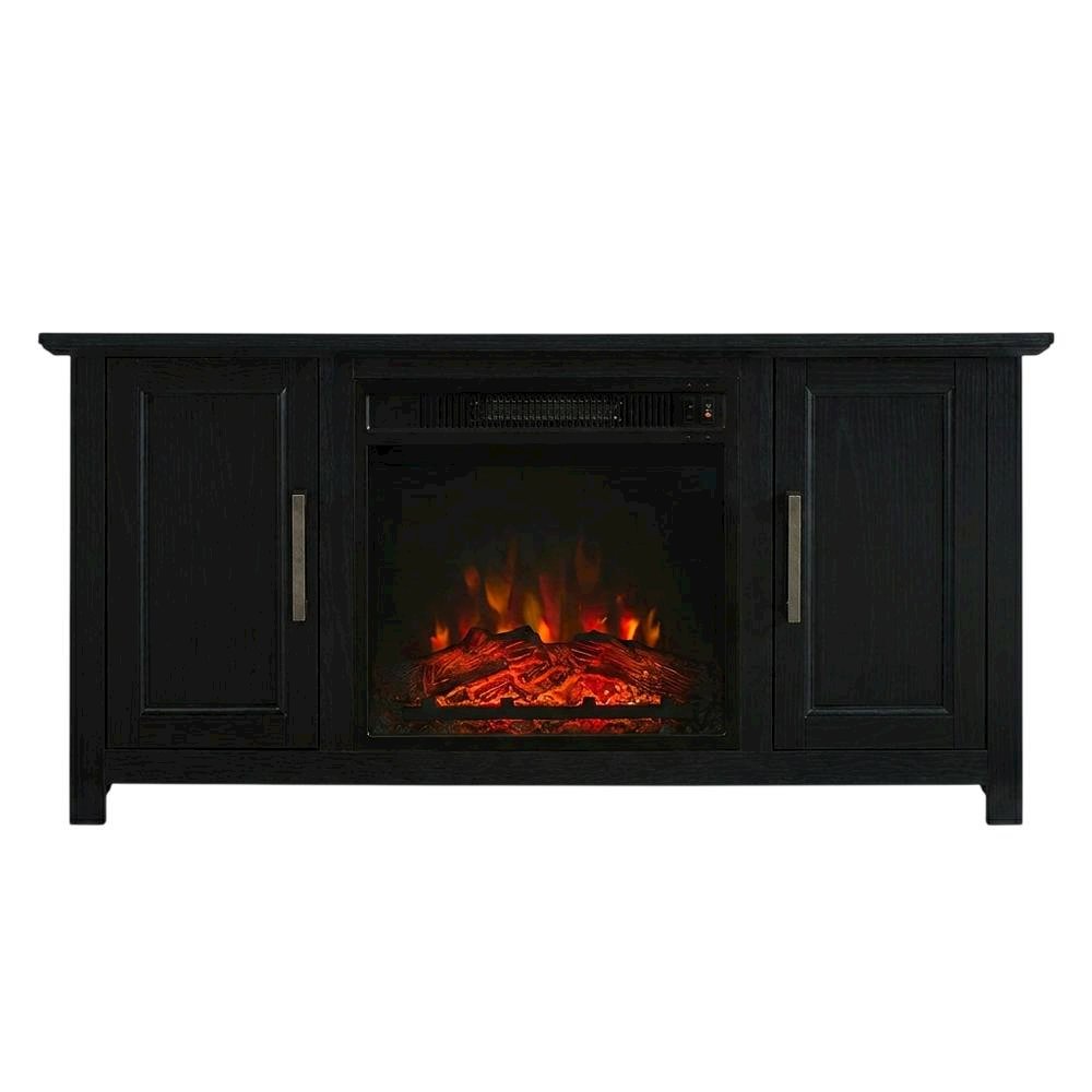 Corner Fireplace TV Stand for 50+ Inch Screens with Storage Shelves