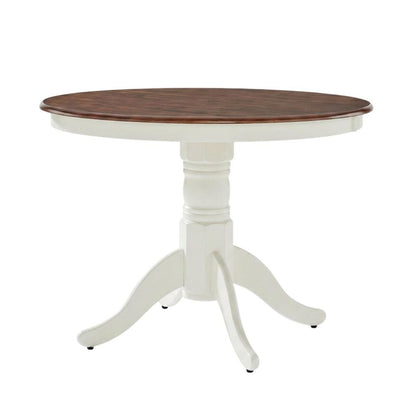 Distressed White Round Dining Table, Farmhouse Style, Seats 4