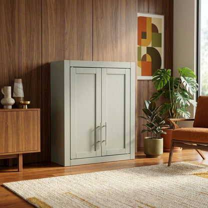 Gray Wall-Mount Storage Cabinet, MDF Birch Veneer, 22 Inch Wide