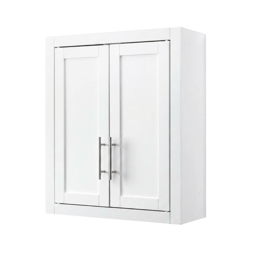 White Wall-Mount Storage Cabinet, MDF Birch Veneer, 22 Inch Wide