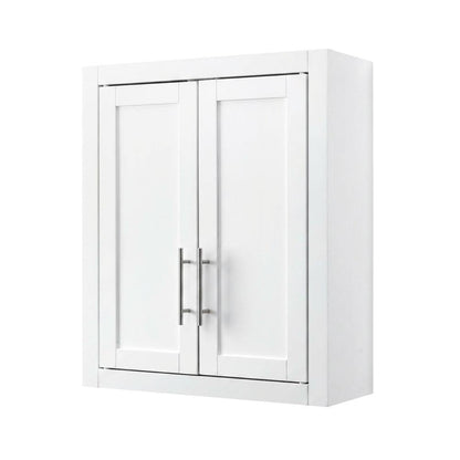 White Wall-Mount Storage Cabinet, MDF Birch Veneer, 22 Inch Wide