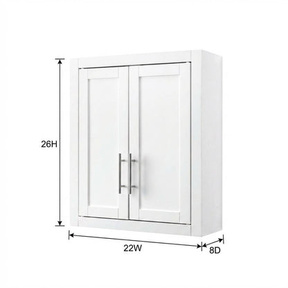 White Wall-Mount Storage Cabinet, MDF Birch Veneer, 22 Inch Wide