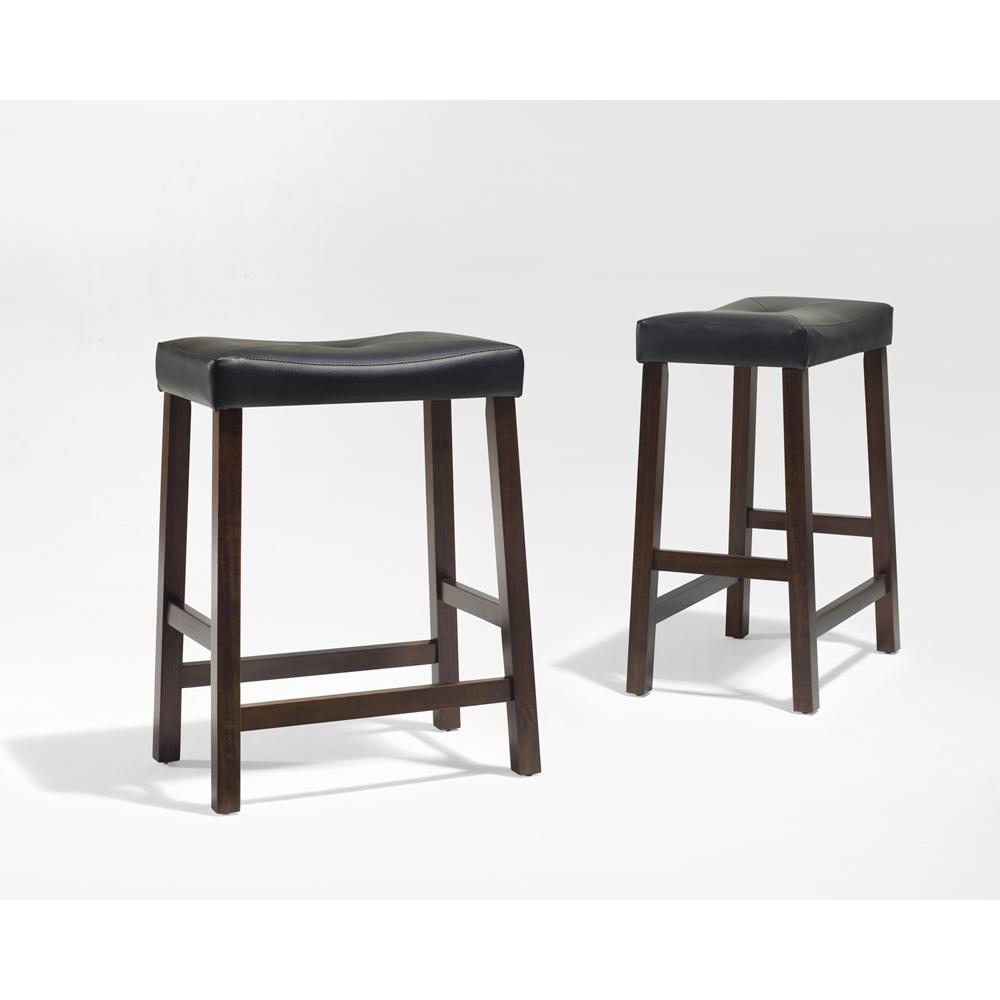 Upholstered Saddle Seat 2Pc Counter Height Bar Stool Set - 2 Stools