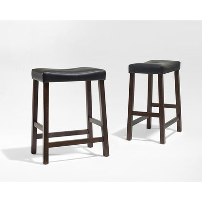 Upholstered Saddle Seat 2Pc Counter Height Bar Stool Set - 2 Stools