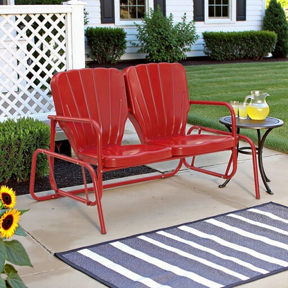 Red Outdoor Loveseat Glider – Retro Furniture Seating for Two People