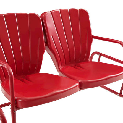 Red Outdoor Loveseat Glider – Retro Furniture Seating for Two People