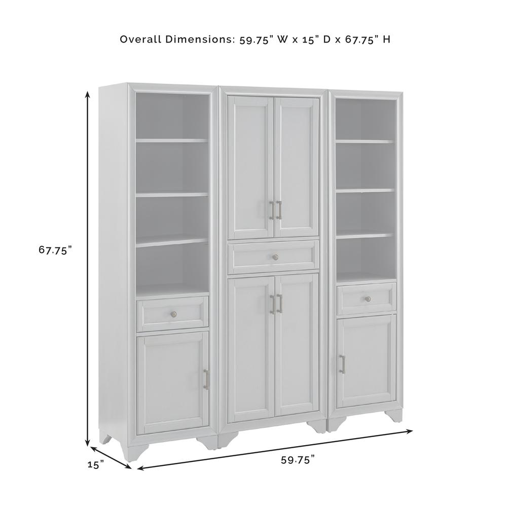 Tara 3-Piece Kitchen Storage Pantry Set - Pantry & 2 Linen Cabinets