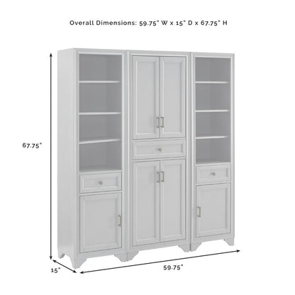 Tara 3-Piece Kitchen Storage Pantry Set - Pantry & 2 Linen Cabinets