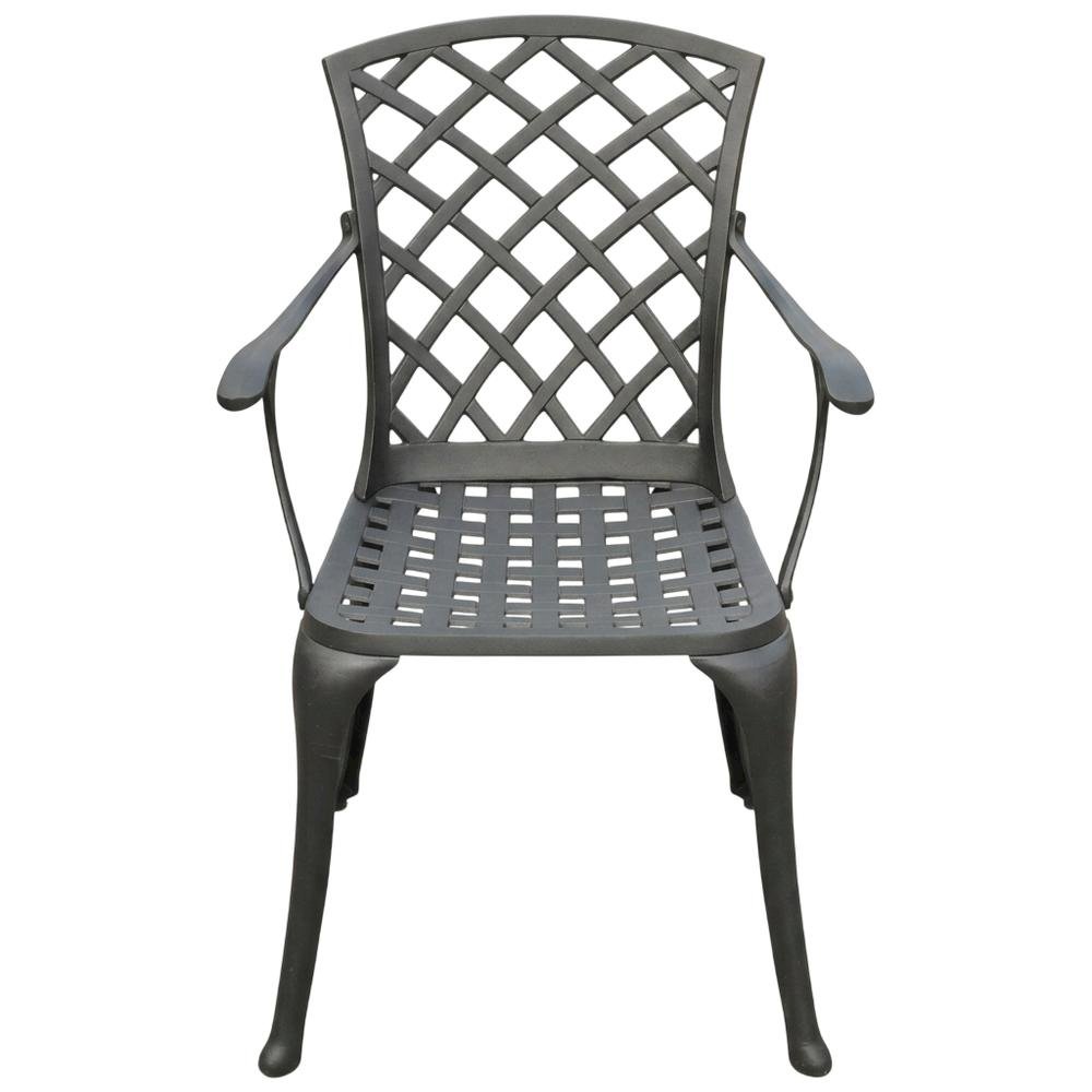 Black outdoor armchair set with high backrests and sturdy construction