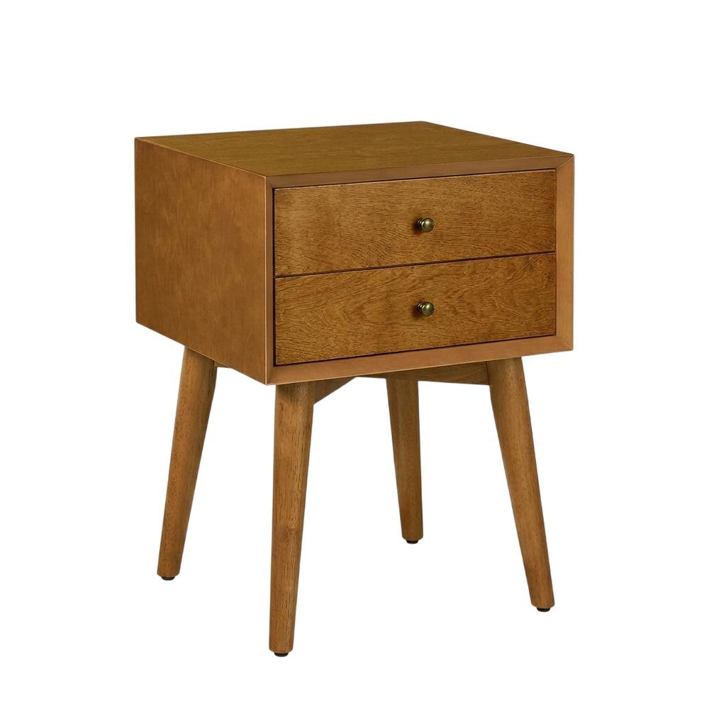Modern nightstand with MDF and solid wood finish for bedroom storage
