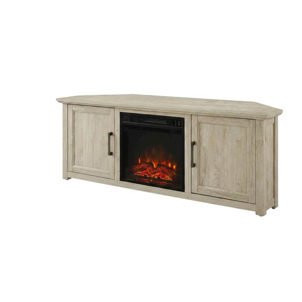 Black Corner Fireplace TV Stand for 65+ Inch Flat Screens with Ample Storage