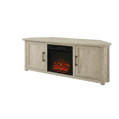 Black Corner Fireplace TV Stand for 65+ Inch Flat Screens with Ample Storage