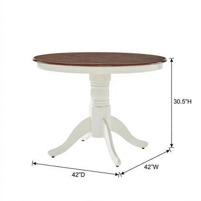 Distressed White Round Dining Table, Farmhouse Style, Seats 4