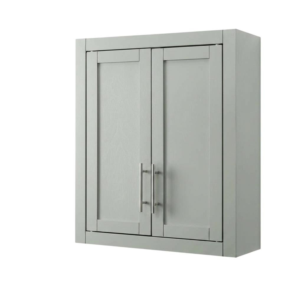 Gray Wall-Mount Storage Cabinet, MDF Birch Veneer, 22 Inch Wide