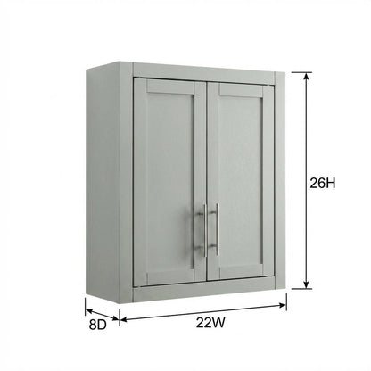 Gray Wall-Mount Storage Cabinet, MDF Birch Veneer, 22 Inch Wide