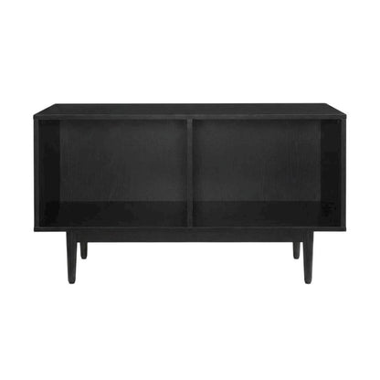 Black Record Player Stand with Vinyl Storage Shelves