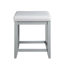 Gray Vanity Stool with Padded Seat and Modern Design