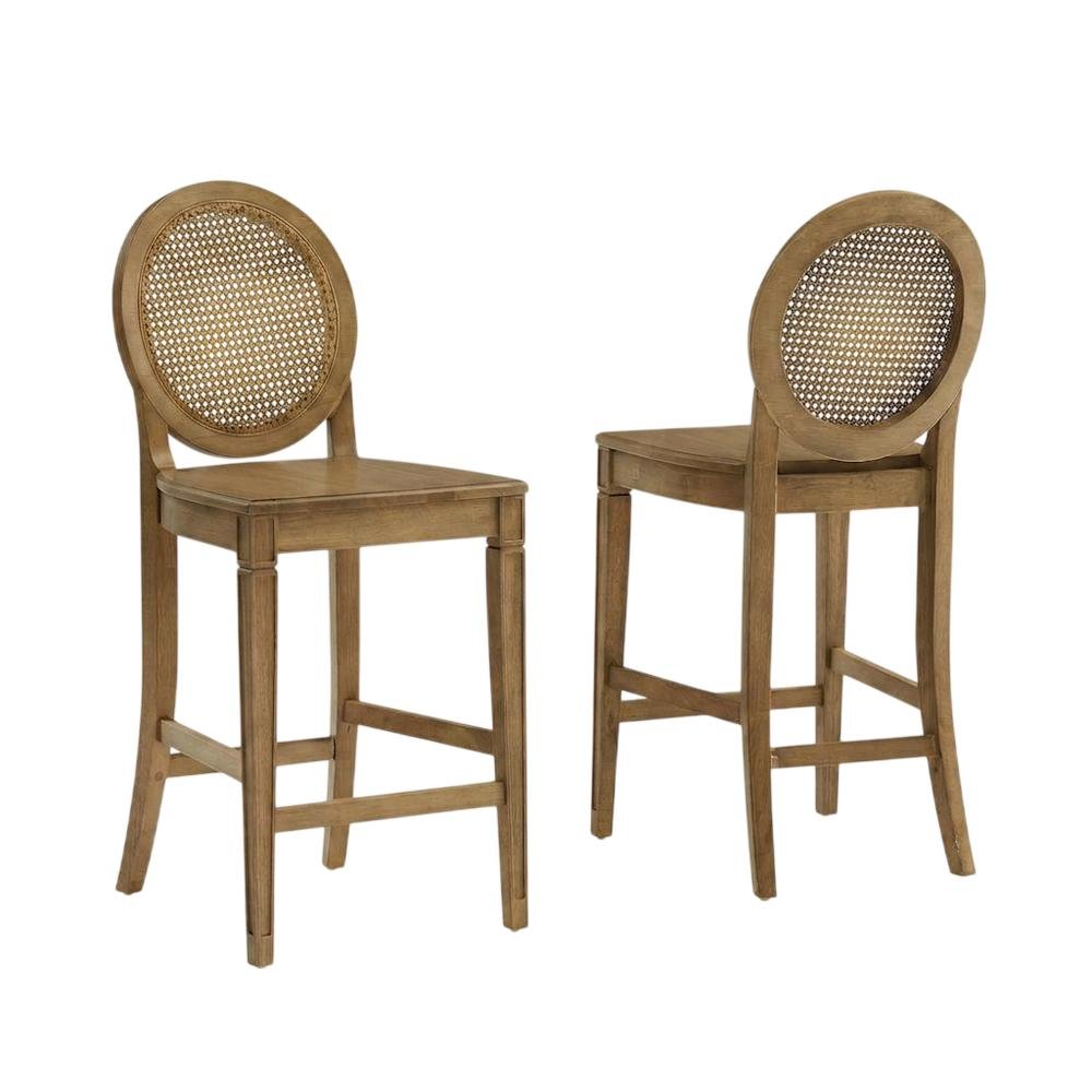 Cane-Back Counter Stool Set with Elegant Design and Comfortable Seating