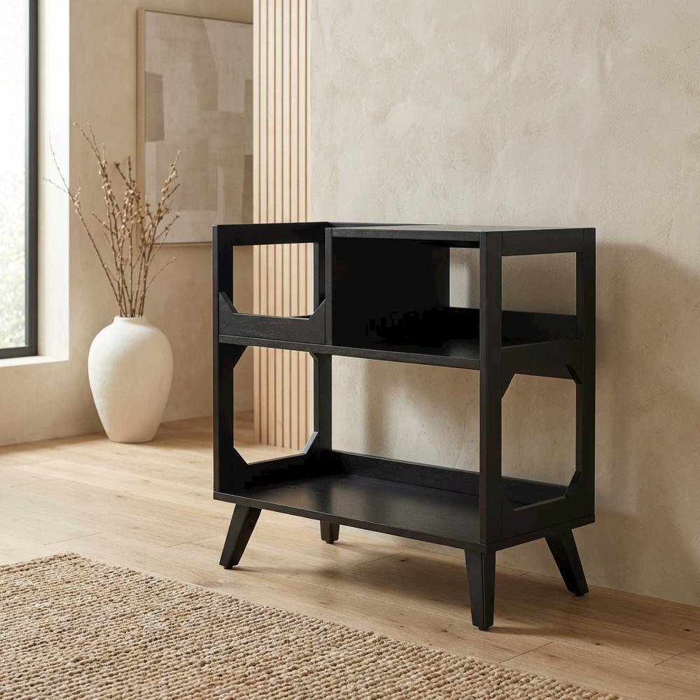 Compact Record Player Stand with Vinyl Storage and Modern Design