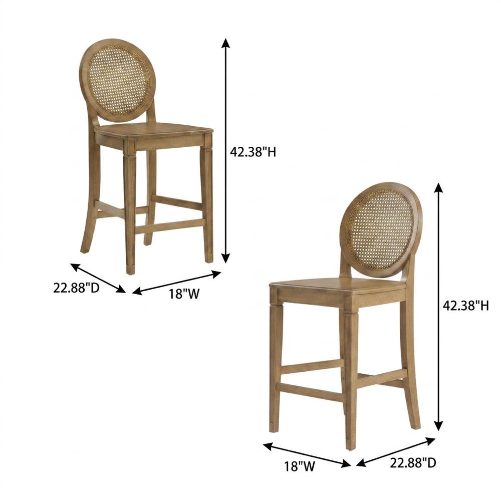 Cane-Back Counter Stool Set with Elegant Design and Comfortable Seating
