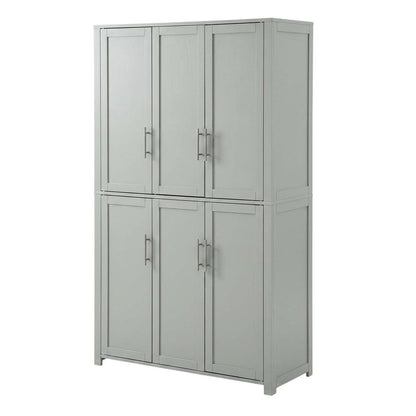 Gray Tall Kitchen Pantry Cabinet, MDF Birch Veneer Freestanding