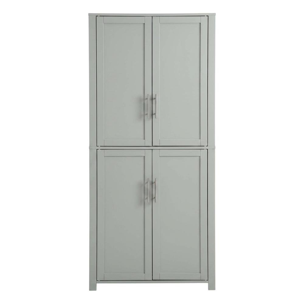 Gray Tall Kitchen Pantry Cabinet, MDF Birch Veneer Freestanding