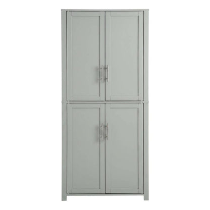 Gray Tall Kitchen Pantry Cabinet, MDF Birch Veneer Freestanding