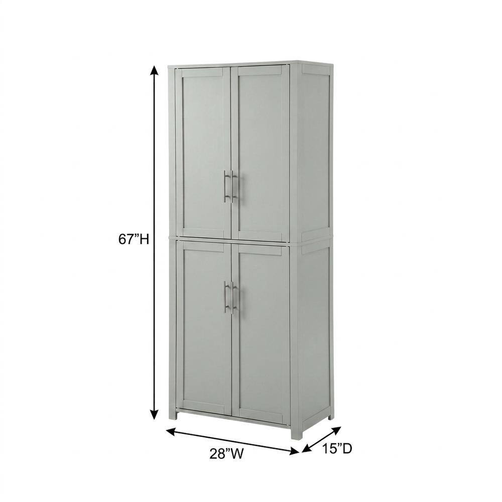 Gray Tall Kitchen Pantry Cabinet, MDF Birch Veneer Freestanding