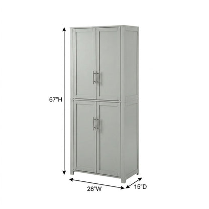 Gray Tall Kitchen Pantry Cabinet, MDF Birch Veneer Freestanding