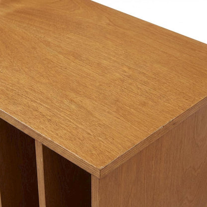 Wooden record player stand with vinyl storage and modern design
