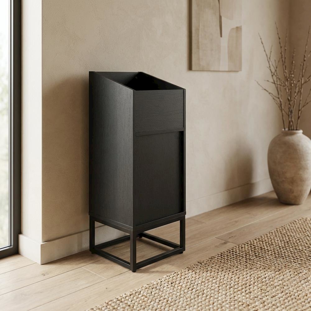 Vinyl Record Storage Stand in Black with Compact Design for Home Entertainment