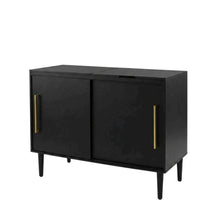 Black Large Record Player Cabinet, MDF Rubberwood Vinyl Console