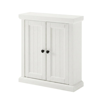Distressed White Bathroom Wall Cabinet, Anti-Tip Hardware, Durable Construction