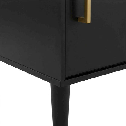 Black Large Record Player Cabinet, MDF Rubberwood Vinyl Console
