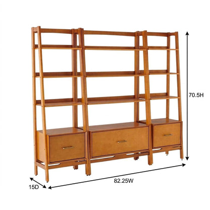 Large Acorn Finish Freestanding Shelves with Anti-Tip Hardware, Multiple Tiers