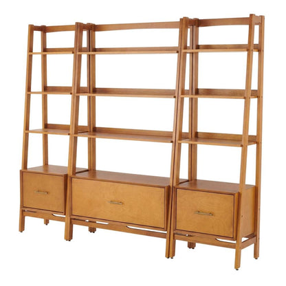 Large Acorn Finish Freestanding Shelves with Anti-Tip Hardware, Multiple Tiers